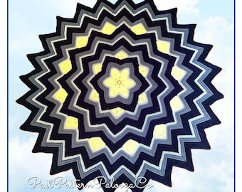 Vintage Crochet Pattern Multi Point Mandala Star Afghan Blanket Pattern PDF Instant Digital Download Star Shaped Throw 69" 10 Ply
