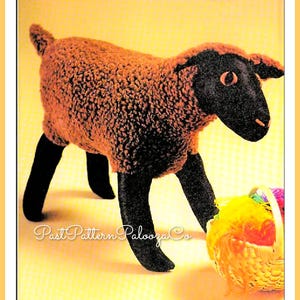 Vintage Sewing Pattern 18&quot; Plush Brown Black Sheep Wool Fur Fabric Soft Toy PDF Instant Digital Download Sewn Lamb Realistic Farm Animal