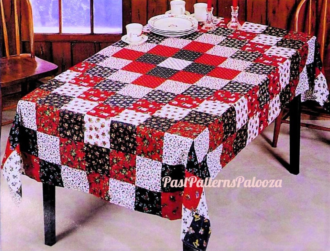 Vintage Sewing Pattern Christmas Tablecloth Patchwork Squares Trip