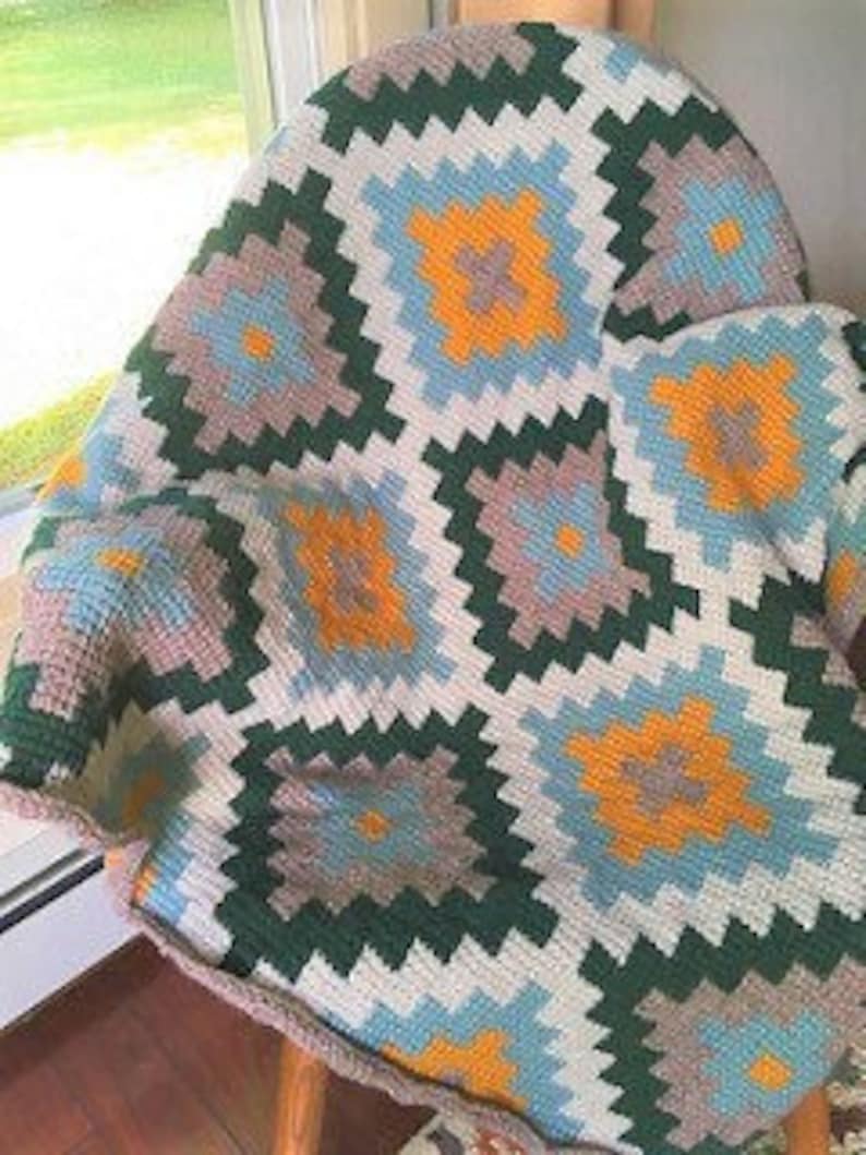 Vintage Crochet Geometric Indian Afghan Pattern PDF Instant Digital ...
