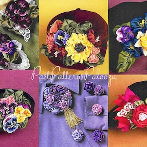 Vintage Ribbon Art Pattern Womens Pretty Fabric Flower Fashion Accessories PDF Instant Digital Download Floral Hat Lapel Brooch Wire Ribbons