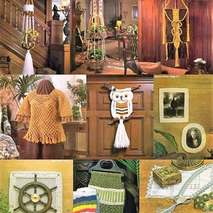 Vintage Macrame Patterns Macramé Gold Book PDF Instant Digital Download 15 Projects 1977 Pot Plant Hangers Holders Wall Hanging Owl Purse