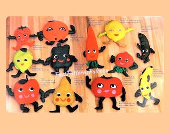 Vintage Sewing Pattern Kitsch Fruits and Veggies Bean Bag Toys Felt Fabric PDF Instant Digital Download Cute Novelty Beanbags