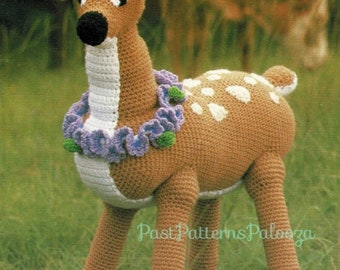 Vintage Crochet Pattern Large 33" Reindeer Amigurumi PDF Instant Digital Download Plush Stuffed Soft Toy Whitetail Deer Forest Animal 10 Ply