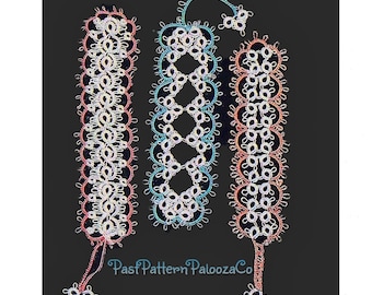 Vintage Tatting Pattern Pretty Elegant Bookmarks 3 Designs PDF Instant Digital Download Clover Leaf Rings Chains Whirls Swirls Book Marks