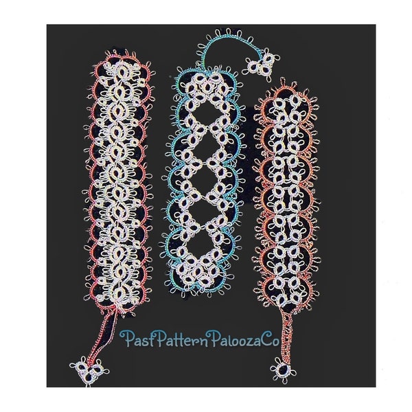 Vintage Tatting Pattern Pretty Elegant Bookmarks 3 Designs PDF Instant Digital Download Clover Leaf Rings Chains Whirls Swirls Book Marks