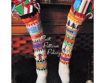 Vintage Knitting Pattern 25" Scandinavian Christmas Stockings Large Fair Isle Name Socks PDF Instant Digital Download 4 Ply