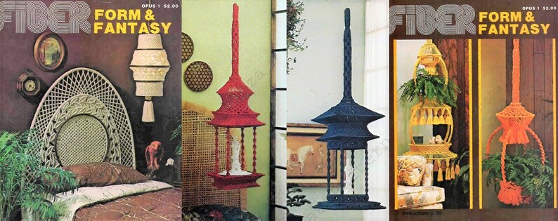 Vintage Macrame Patterns Book Fiber Form & Fantasy Opus No. 1 PDF Instant Digital Download Home Decor Wall Hangings Lamps Bed Headboard 1970 image 8