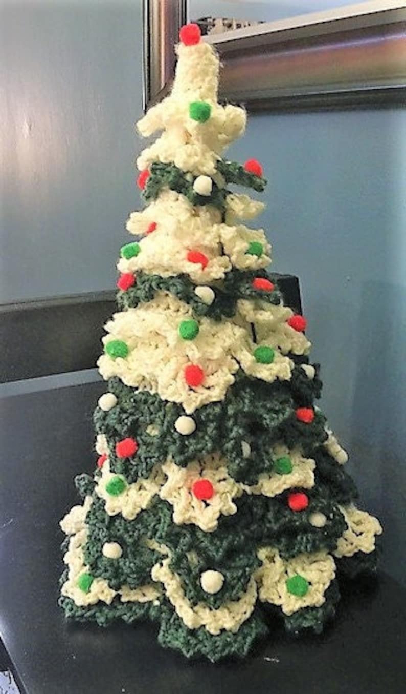 Vintage Crochet Pattern 12" Mini Snowy Christmas Tree PDF Instant Digital Download Crocheted Holiday Decor Amigurumi Centerpiece B2 image 5