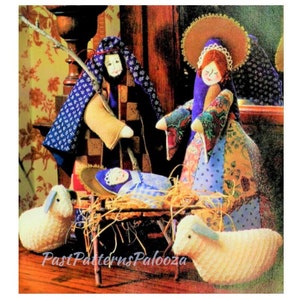 Vintage Christmas Sewing Pattern 12" Traditional Patchwork Nativity Plush Set PDF Instant Digital Download Sewn Fabric 6 Figures