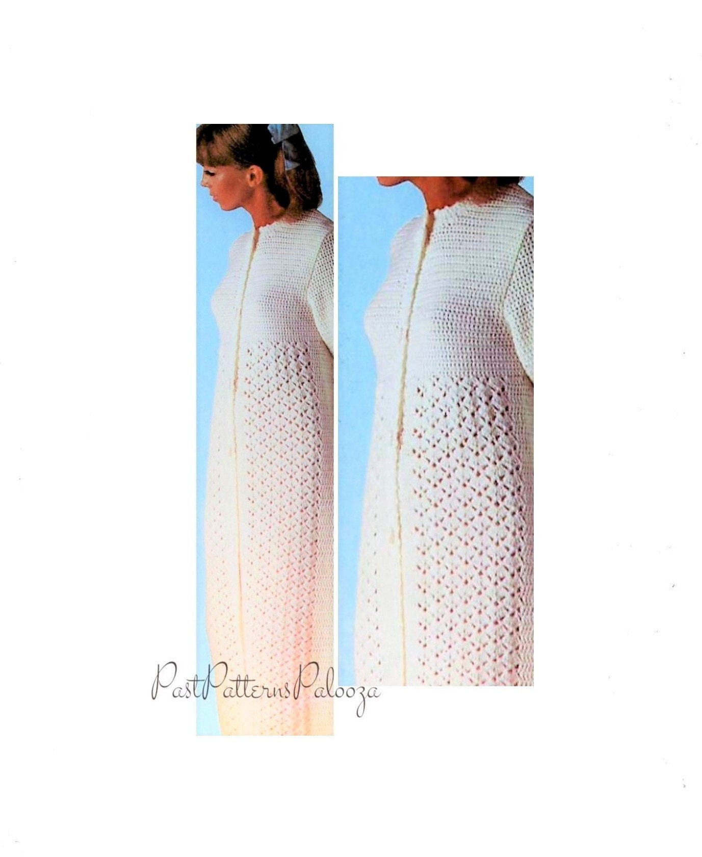 Crocheted Dressing Robe Pattern Vintage Crochet Pattern Womens Maxi Dressing Gown Robe PDF Instant ...