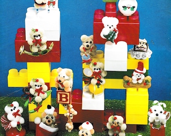 Vintage Pom Pom Bears Craft Pattern Retro 70s Fun Craft PDF Instant Digital Download 50+ Mini Teddy Bear Projects