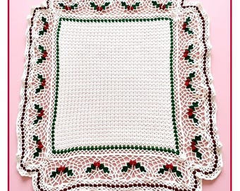Vintage Crochet Pattern Heirloom Christmas Holly Afghan PDF Instant Digital Download Retro Holiday Blanket