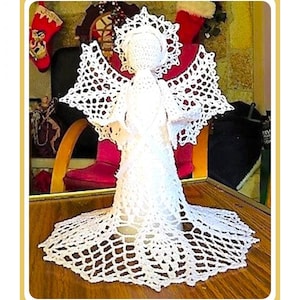Vintage Thread Crochet Pattern 9" Christmas Angel Centerpiece Pretty Pineapple Lace PDF Instant Digital Download Table Mantel Display Decor