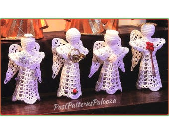 Vintage Thread Crochet Pattern 4" Standing Lace Christmas Angel Ornaments or Decor Pieces PDF Instant Digital Download