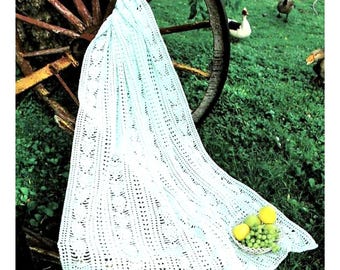 Vintage Crochet Afghan Pattern Pineapple & Popcorn Strip Afghan Blanket PDF Instant Digital Download 53x69 Soft 3 Ply