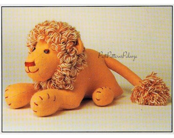 Vintage Sewing Pattern 21" Retro Felt Fabric Lion Soft Sculpture Plush Toy Loopy Yarn Mane PDF Instant Digital Download King of the Jungle