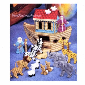 Vintage Plastic Canvas Pattern Noahs Ark Toy Play Set or Centerpiece Display PDF Instant Digital Download 7 Mesh