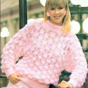 Vintage Knitting Pattern Womens Lacy Sweater Chunky Knit Crew Neck Pullover Jumper PDF Instant Digital Download 12 Ply Bild 3