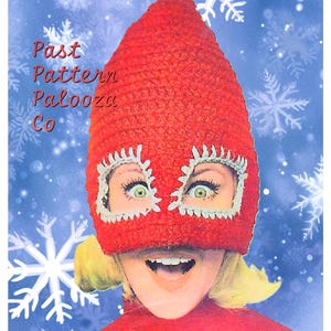 Vintage Crochet Pattern Womens Ski Mask Mad Cap Hat PDF Instant Digital Download Retro Crazy Fun Mod Novelty Winter Mask 1960s 5 Ply