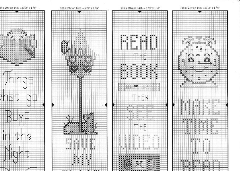 Vintage Cross Stitch Patterns Fun Bookmarks PDF Instant Digital Download Set of 10 Embroidered Book Marks image 2