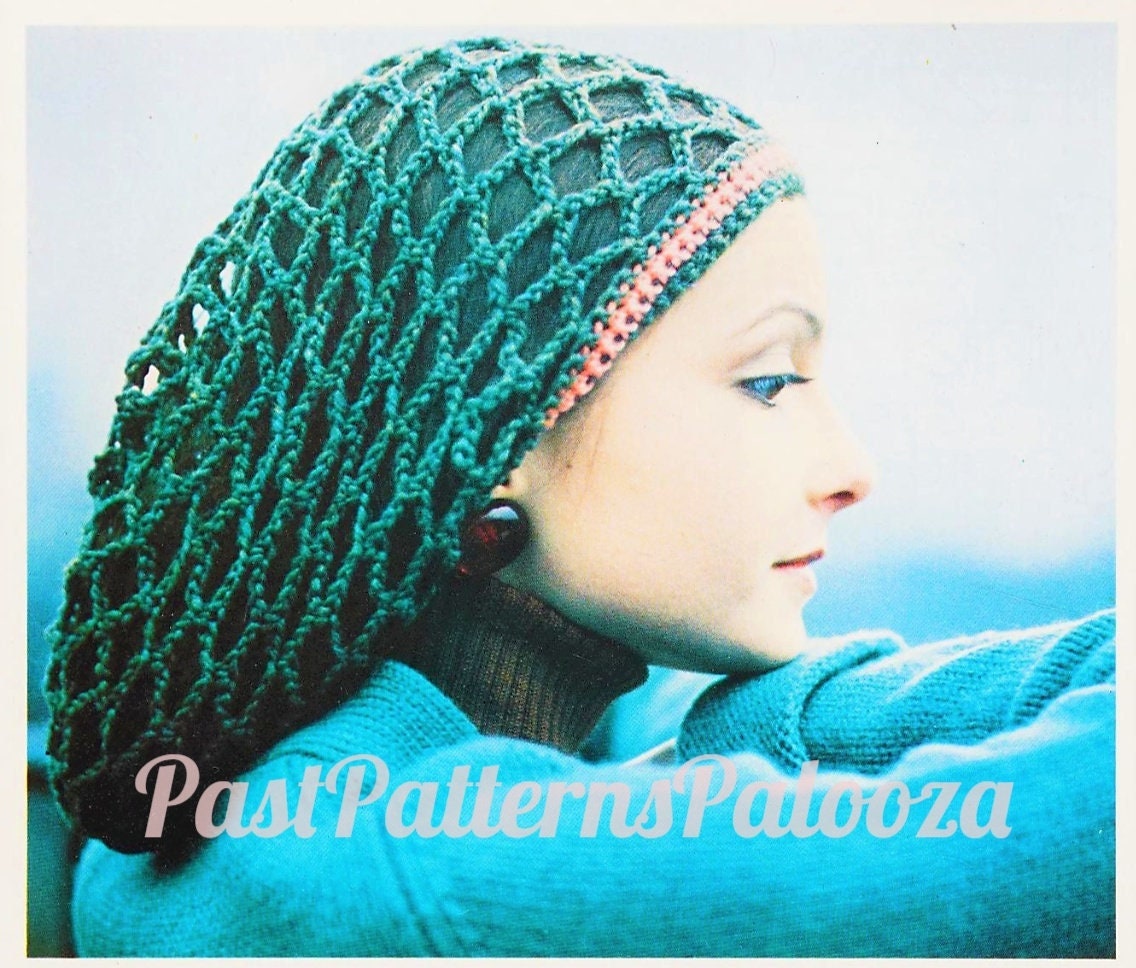 Vintage Crochet Pattern Womens Net Snood Retro Full Coverage
