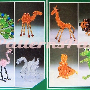 Vintage Beading Pattern Cute Animal Collection 13 Figures PDF Instant Digital Download Zoo Safari Fantasy Pet Bead Craft Figurine Dolls