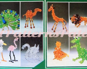 Vintage Beading Pattern Cute Animal Collection 13 Figures PDF Instant Digital Download Zoo Safari Fantasy Pet Bead Craft Figurine Dolls