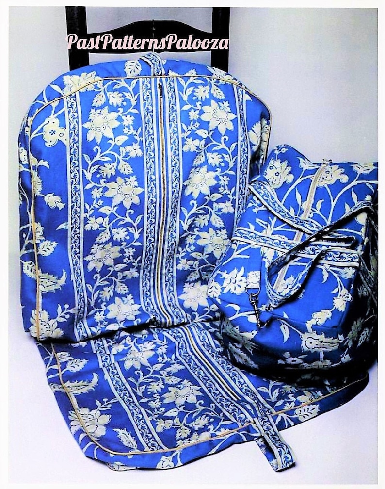 Vintage Travel Ensemble Sewing Pattern Hanging Garment Bag Tote Duffle Bag Cosmetic Case PDF Instant Digital Download Fabric Travel Trio afbeelding 4