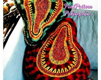 Vintage Crochet Pattern 17" Groovy 70s Paisley Throw Pillows Large Retro Mod Cushions PDF Instant Digital Download