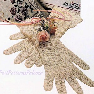 Vintage Crochet Pattern Womens Victorian Lace Three-Button Gloves PDF Instant Digital Download Shell Stitch Lacy Cotton Thread image 3