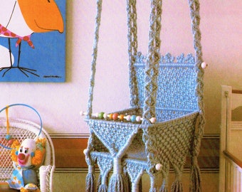 Vintage Macrame Baby Swing Pattern PDF Instant Digital Download 1978 Retro Nursery Hanging Infant Swinging Seat