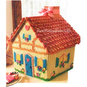 Vintage Crochet Pattern 16" Gingerbread House Confectionery Cottage Centerpiece or Christmas Goody Holder PDF Instant Digital Download