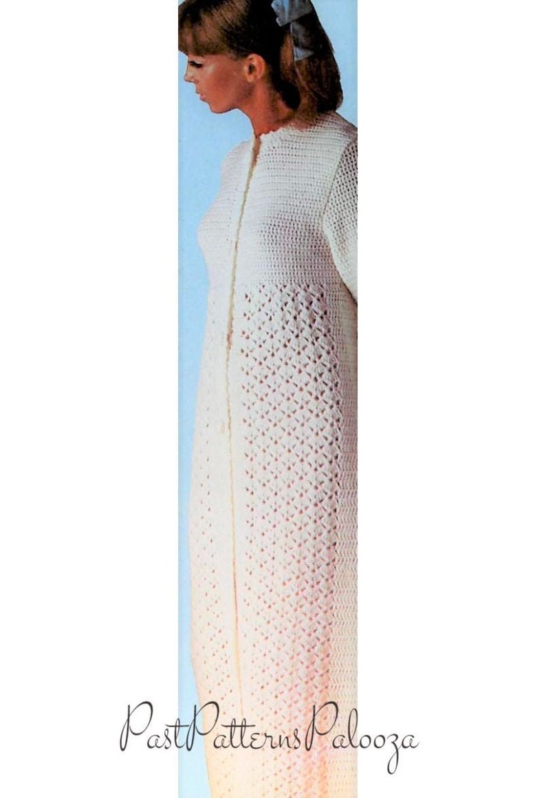 Crocheted Dressing Robe Pattern Vintage Crochet Pattern Womens Maxi Dressing Gown Robe PDF Instant ...