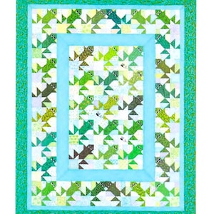 Vintage Sewing Pattern Leap Frog Bed Quilt PDF Instant Digital Download Froggie Patchwork Piecing Throw Blanket Single Twin Bed