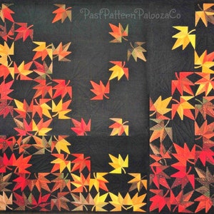 Vintage Sewing Pattern Windy Autumn Falling Leaves Patchwork Bed Quilt ...