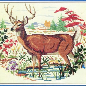 Vintage Cross Stitch Pattern Woodland Deer Family Stag Buck Doe Fawn PDF Instant Digital Download Embroidery Needlepoint Forest Animals 1942 image 3