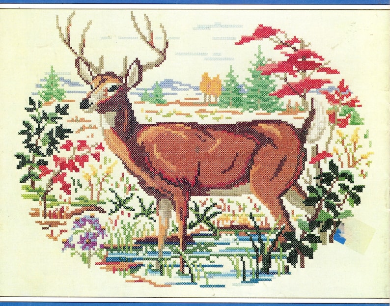 Vintage Cross Stitch Pattern Woodland Deer Family Stag Buck Doe Fawn PDF Instant Digital Download Embroidery Needlepoint Forest Animals 1942 image 3