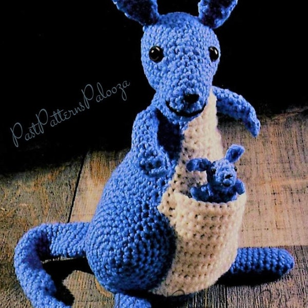 Vintage Crochet Pattern 10" Cute Mama and Baby Kangaroo PDF Instant Digital Download Australian Amigurumi Plush Soft Toy 4 Ply