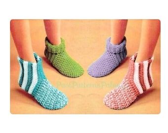 Vintage Crochet Patterns Easy Quick Simple Family Slipper Socks PDF Instant Digital Download Retro Womens Mens Childrens House Socks