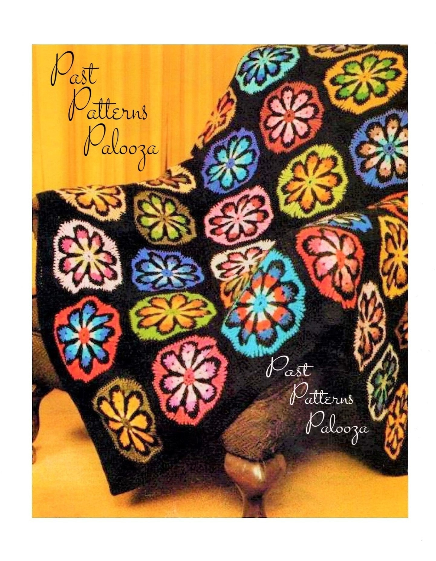 36 Hippie Crochet Patterns for Boho Outfits, Bags, Home Décor, and Gifts 4 Vintage Crochet Pattern Retro Granny Square Stained Glass
