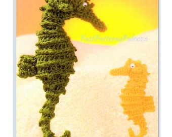 Vintage Crochet Pattern Sea Horse 2 Sizes PDF Instant Digital Download Seahorse Family Amigurumi Sea Animal Plush Soft Toys 4-6 Inch 10 Ply