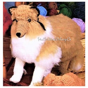 Vintage Crochet Pattern Rough Collie Dog PDF Instant Digital Download Purebred Puppy Amigurumi Plush Stuffed Soft Toy 16" 10 Ply