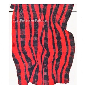 Vintage Knitting Pattern Buffalo Plaid Afghan Tartan Blanket PDF Instant Digital Download Throw Cover Circular Needle 12 Ply