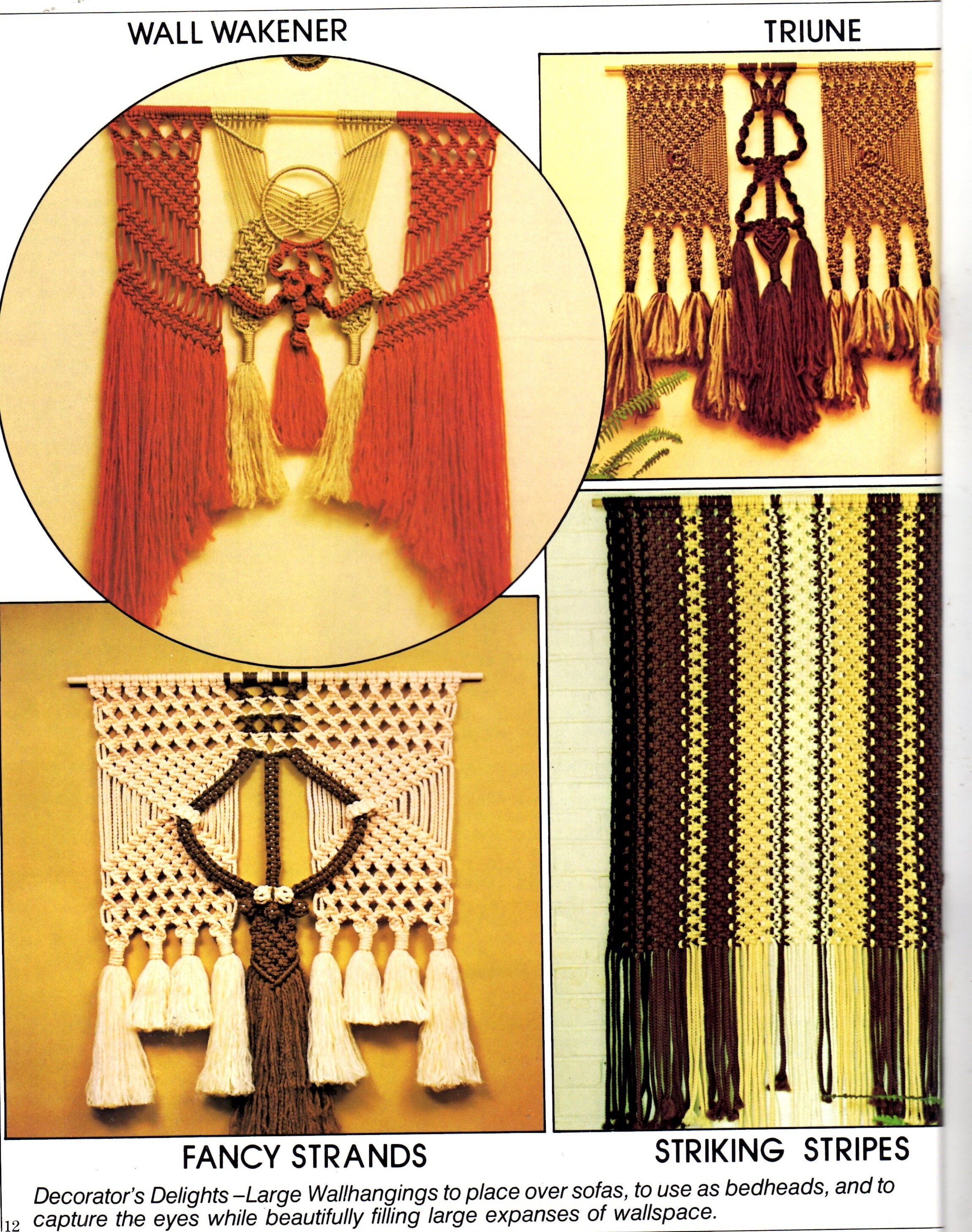 Livre Vintage De Macramé "Wallworks" - 12 Suspensions Murales & 4 Tables Suspendues - Occasion