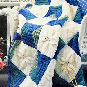 Vintage Knitting Pattern Raised Leaf Squares Motif Afghan PDF Instant Digital Download Pretty Cozy Throw Blanket 48x59 10 Ply image 2