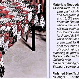 Vintage Sewing Pattern Christmas Tablecloth Patchwork Squares Trip Around The World PDF Instant Digital Download 93x60 Table Cover image 2