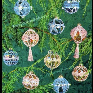 Vintage Crochet Pattern Lacy Christmas Ball Ornament Slipcovers PDF Instant Digital Download Tree Ball Holders Covers 10 Designs