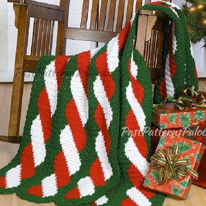 Vintage Crochet Pattern Christmas Candy Cane Twist Afghan Pattern PDF Instant Digital Download Holiday Peppermint Throw Blanket 43x70 10 Ply