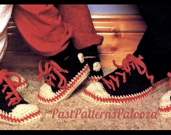 Vintage Crochet Patterns Fun Family Sneaker Slipper Shoes PDF Instant Digital Download Womens Mens Childrens Running Shoe Slippers 14 Ply